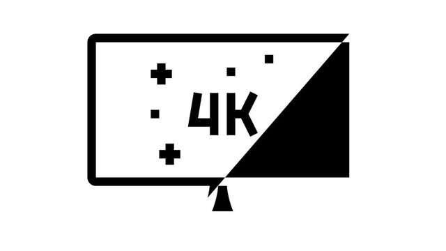 4k resolution computer display animated black icon. 4k resolution computer display sign. isolated on white background