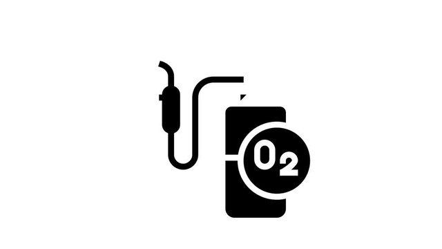 oxygen cylinder for welding animated glyph icon. oxygen cylinder for welding sign. isolated on white background