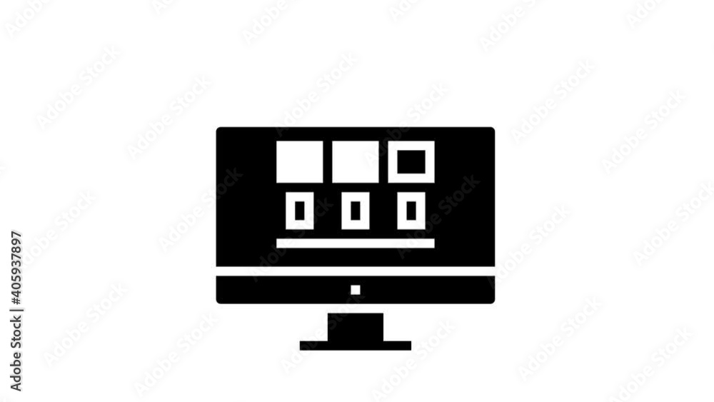 Poster led computer monitor animated glyph icon. led computer monitor sign. isolated on white background