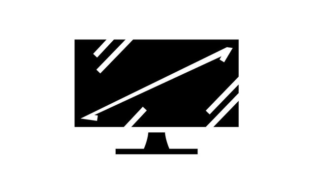 diagonal computer monitor animated glyph icon. diagonal computer monitor sign. isolated on white background