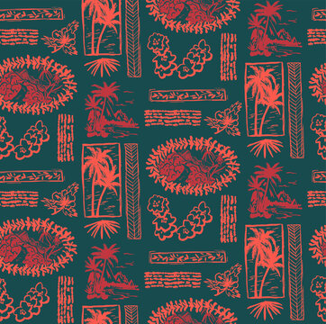 Fototapeta Tropical seamless vector print pattern design