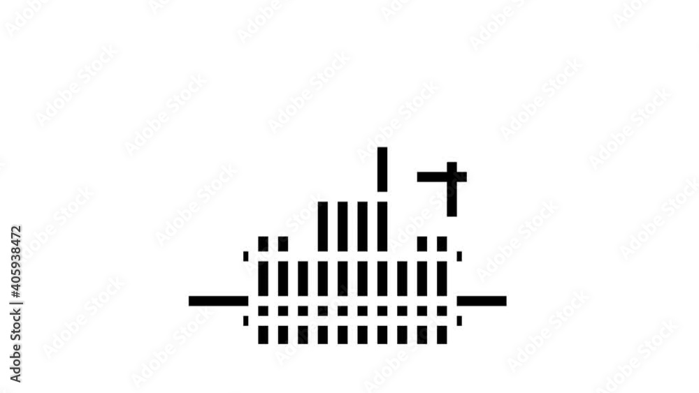 Poster building skyscraper skeleton animated glyph icon. building skyscraper skeleton sign. isolated on whi
