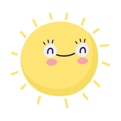 cute sun summer weather with stars cartoon