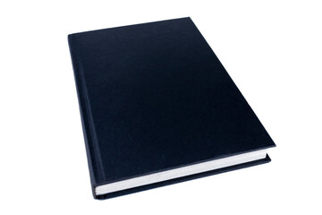 Black book cover on white background, perspective view