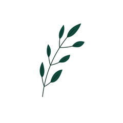 Obraz premium branch foliage leaves nature cartoon in flat style