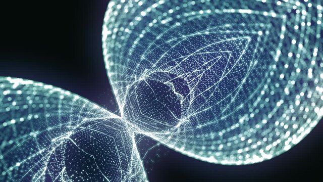 Bright blue-white fractal design. A seamless slow animation.