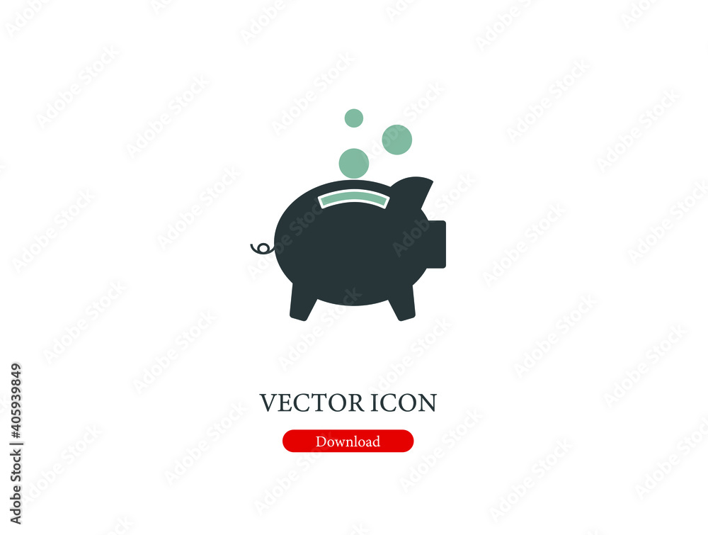Poster piggy bank vector icon. editable stroke. symbol in line art style for design, presentation, website 