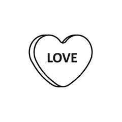 Vector flat cartoon Valentine&rsquo;s candy with love text isolated on white background