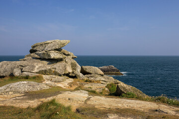 The famous Pulpit Rock, Peninnis Head, St. Mary's, Isles of Scilly, England, UK