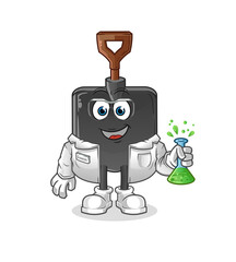 shovel scientist character. cartoon mascot vector
