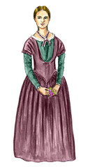 Woman in a Victorian Era Dress Fashion Illustration