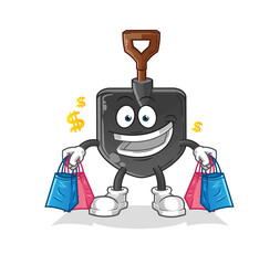 shovel shoping mascot. cartoon vector