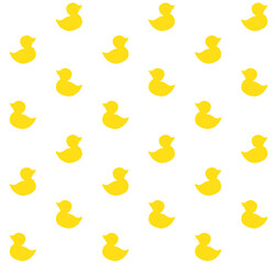 Vector seamless pattern of bath duck toy silhouette isolated on white background