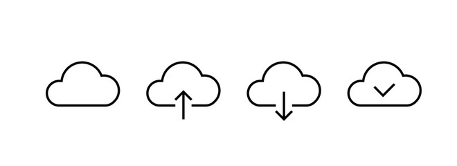 Cloud Computing and Cloud Hosting related line icons. Cloud storage and Network Vector icon set.