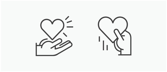 Charity Silhouette, Donation and Peace Icons. Love and Protection Symbol. Vector Illustration