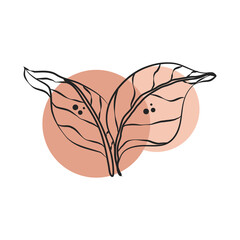 leaves foliage nature texture line art with colored spot