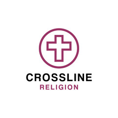 Fototapeta na wymiar cross vector logo with outline style for church