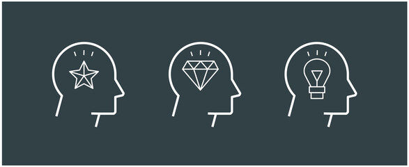 Competence, skills and knowledge concept. Vector illustration with heads and icons