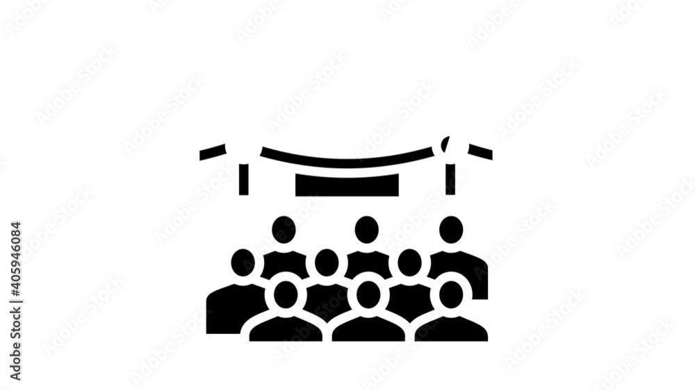 Poster manufacturing process introduction animated glyph icon. manufacturing process introduction sign. iso