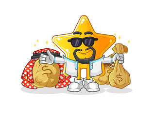 star rich arabian mascot. cartoon vector