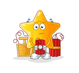 star holding dynamite character. cartoon mascot vector