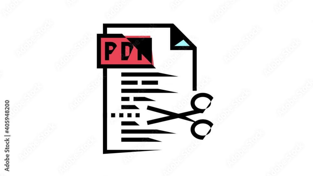 Aufkleber cutting pdf file animated color icon. cutting pdf file sign. isolated on white background