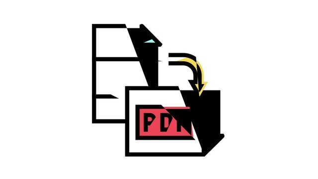 orientation pdf file animated color icon. orientation pdf file sign. isolated on white background