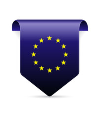 European Union flag in a banner. EU flag design placed on a banner. Vector illustration.