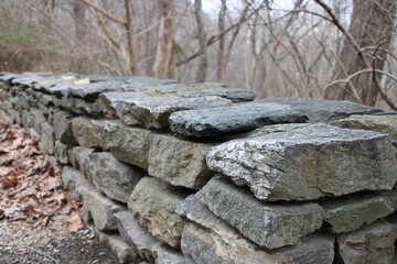 Stone wall in fall outdoor scenic nature