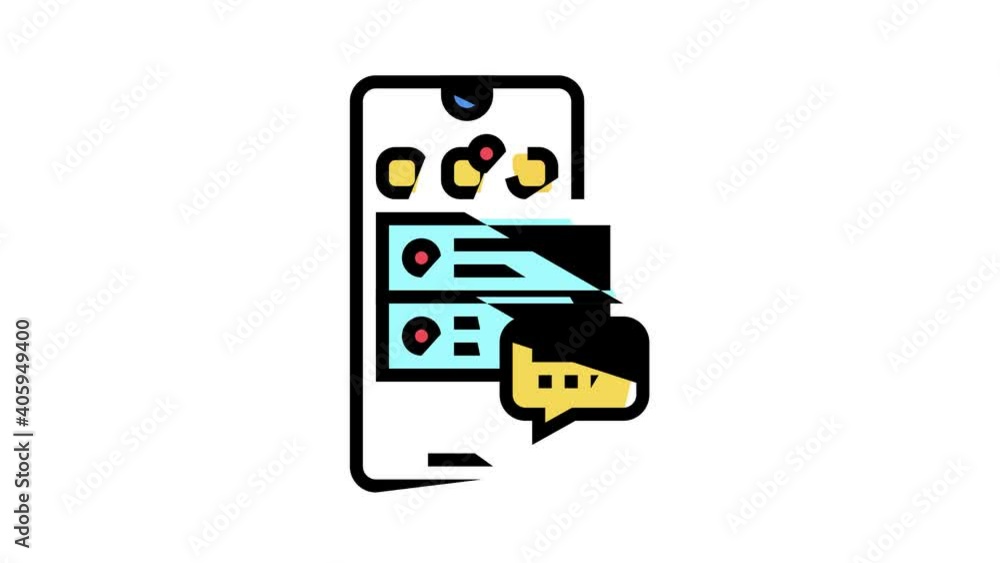 Poster social application for communication animated color icon. social application for communication sign.