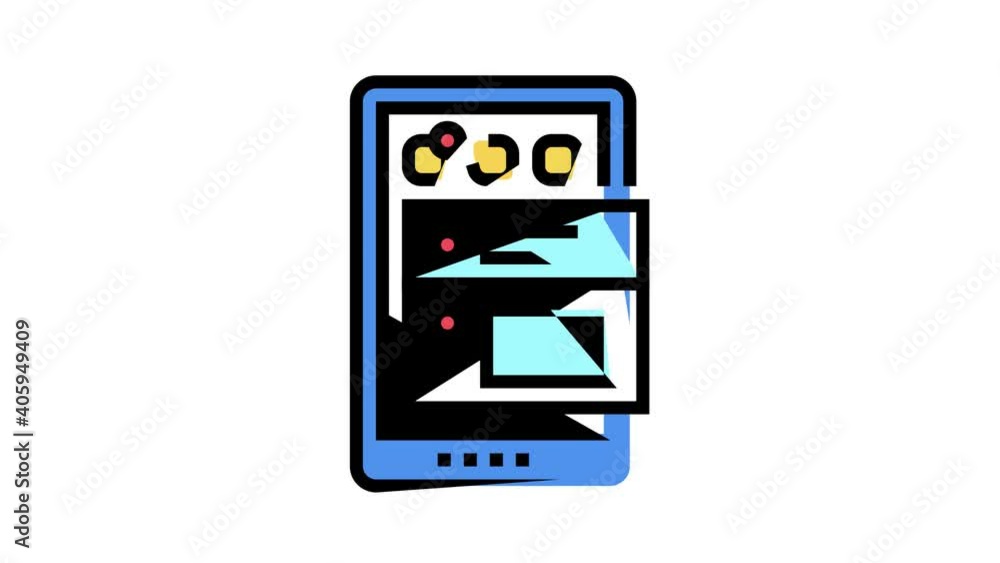 Poster social page on tablet display animated color icon. social page on tablet display sign. isolated on w
