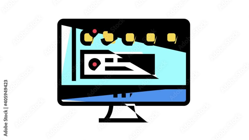 Poster social page computer screen animated color icon. social page computer screen sign. isolated on white