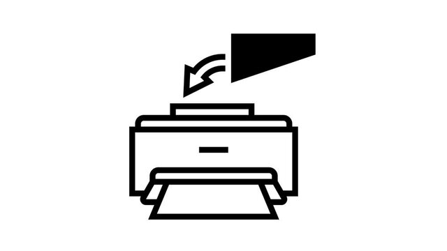 printing pdf file animated black icon. printing pdf file sign. isolated on white background