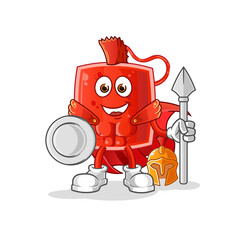 blood bag spartan character. cartoon mascot vector