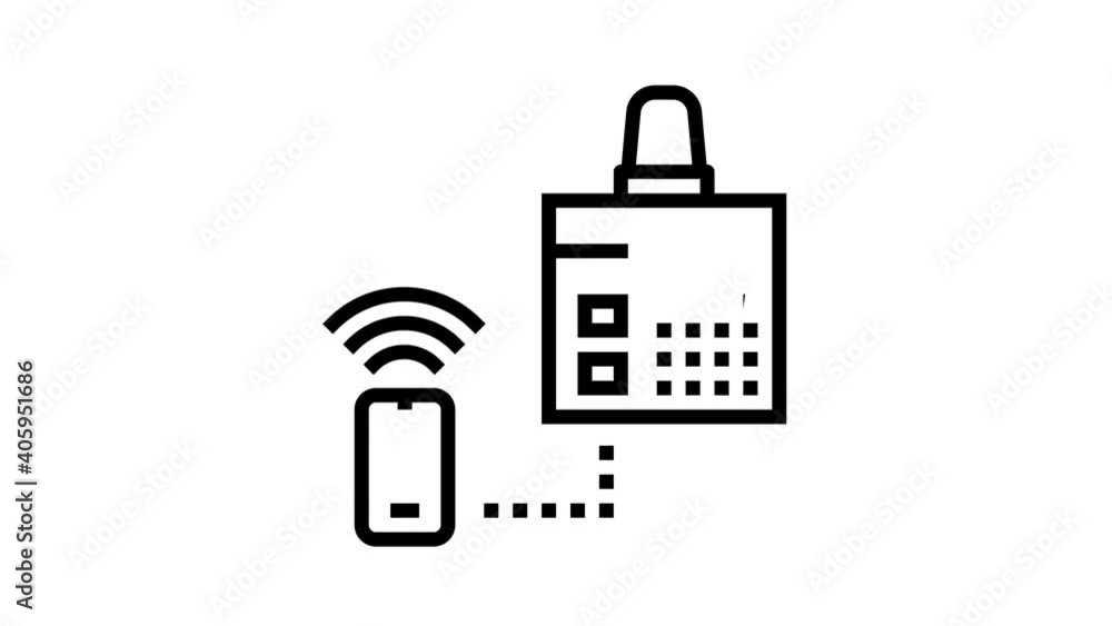Poster security system main panel animated black icon. security system main panel sign. isolated on white b