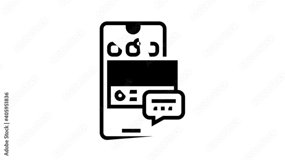 Poster social application for communication animated black icon. social application for communication sign.