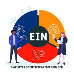 Flat design with people. EIN - Employer Identification Number acronym, business concept background. Vector illustration for website banner, marketing materials, business presentation