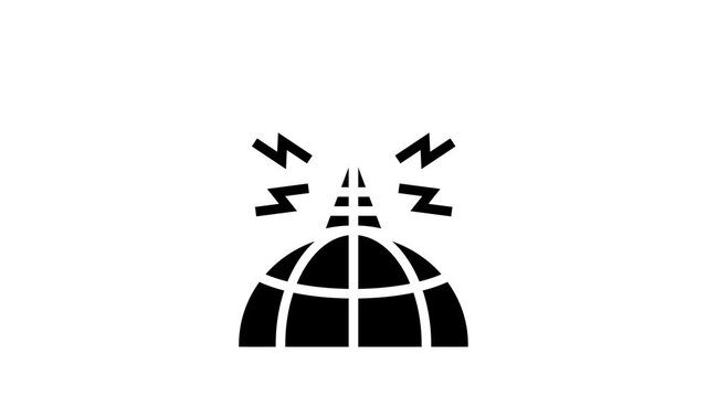 world broadcasting news antenna animated glyph icon. world broadcasting news antenna sign. isolated on white background