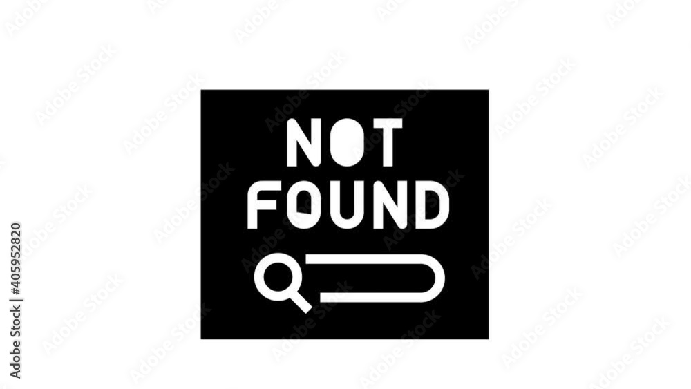 Poster not found web page animated glyph icon. not found web page sign. isolated on white background