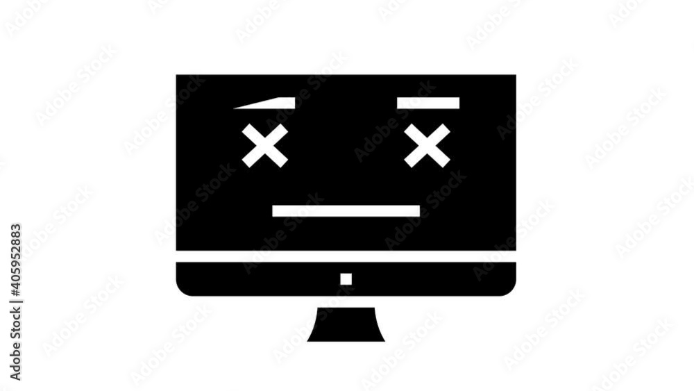 Poster unworked web site animated glyph icon. unworked web site sign. isolated on white background