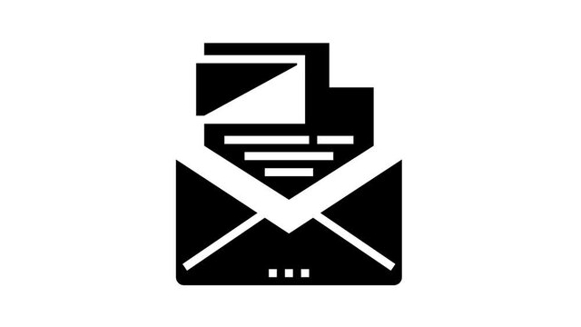sending pdf file animated glyph icon. sending pdf file sign. isolated on white background