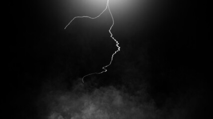 Abstract realistic nature white lightning thunder background . Bright curved line on isolated texture overlays. Stock illustration.