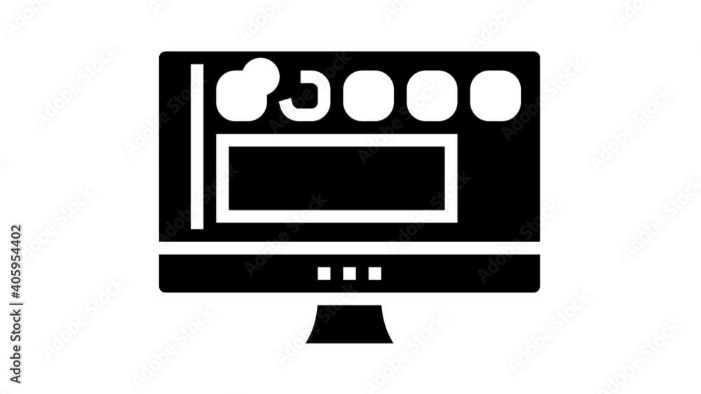 Poster social page computer screen animated glyph icon. social page computer screen sign. isolated on white