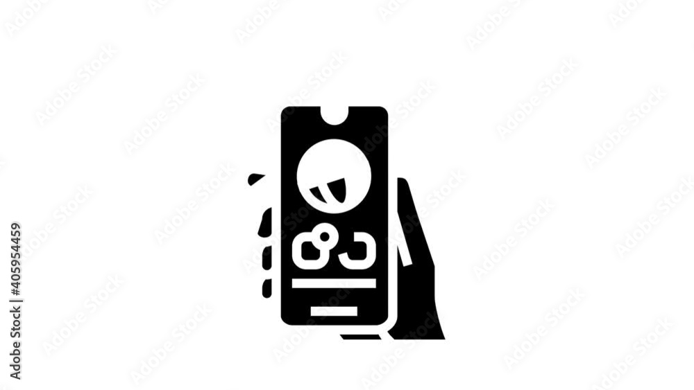 Poster internet communication mobile app animated glyph icon. internet communication mobile app sign. isola