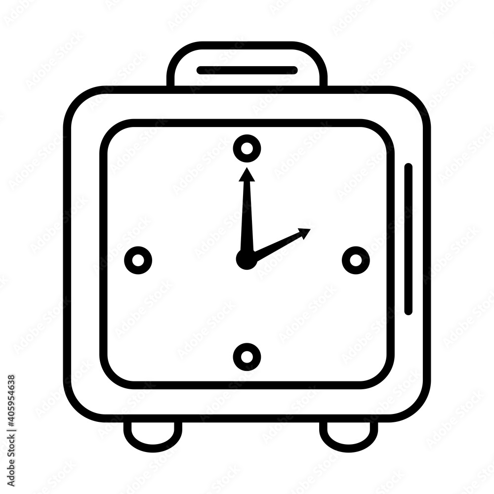 Poster time clock watch analog alarm square form line style icon vector illustration design