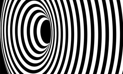 stock vector geometric black and white  hypnotic worm hole tunnel optical illusion for background