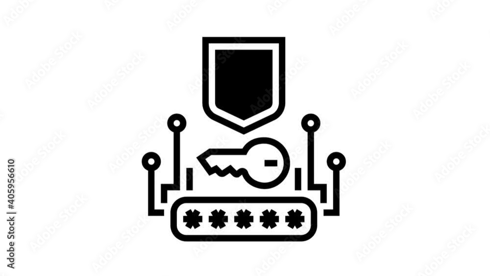 Poster security system animated black icon. security system sign. isolated on white background