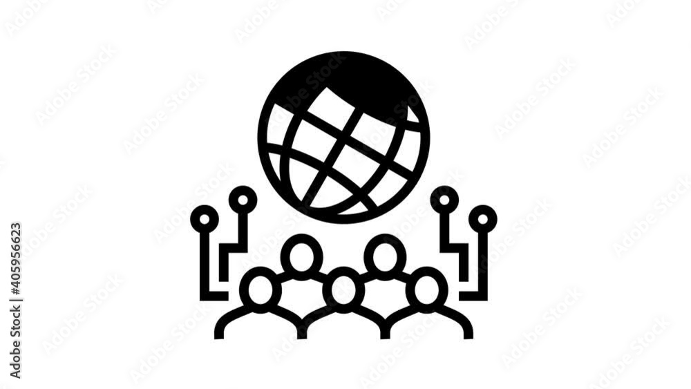 Poster network system animated black icon. network system sign. isolated on white background