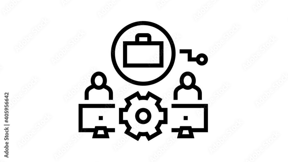 Poster work system animated black icon. work system sign. isolated on white background