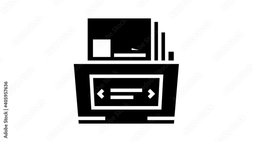 Poster complex report animated glyph icon. complex report sign. isolated on white background